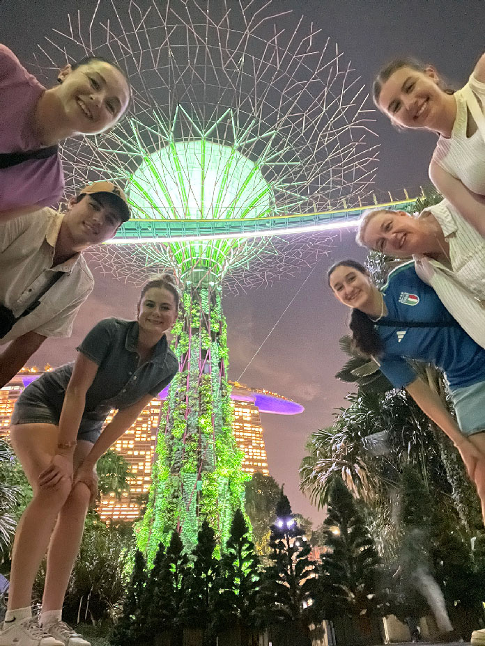 Family photo under the Singapore Supertrees at night